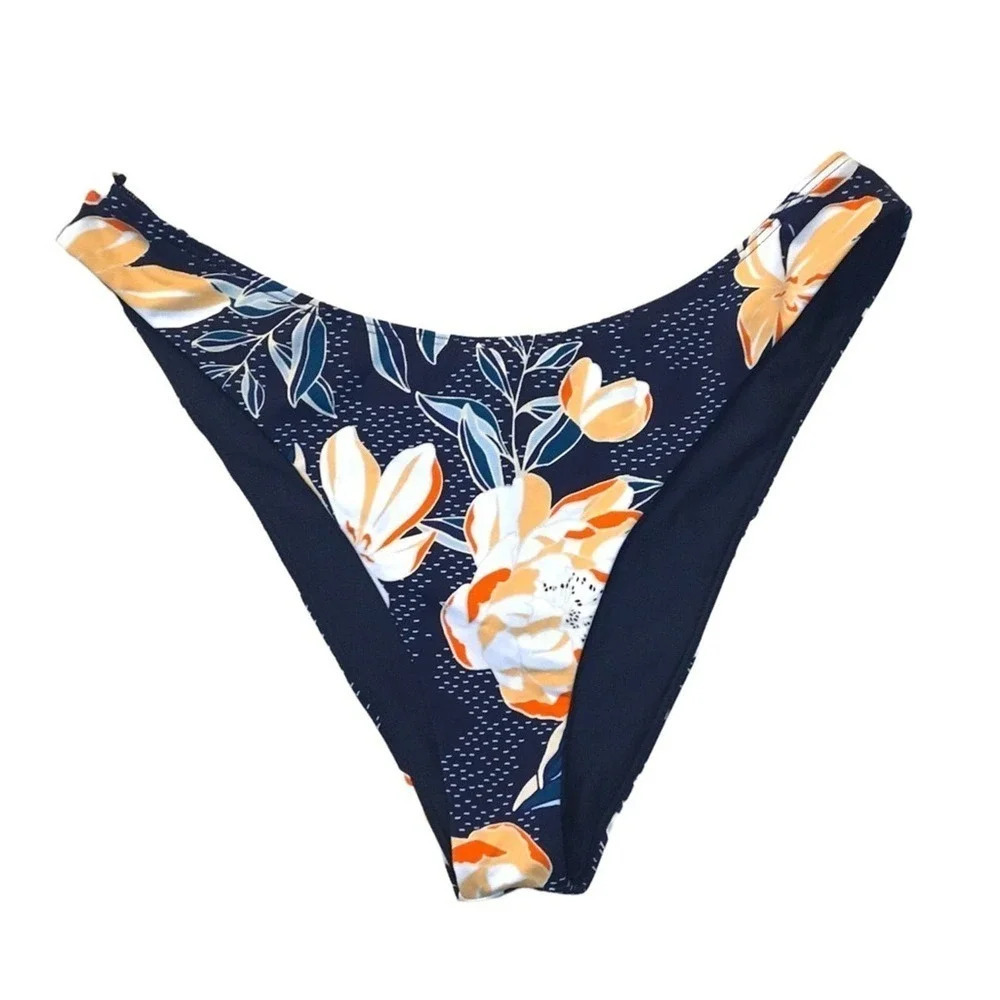 Roxy Floral Bikini Bathing Suit Bottoms Beach Swim Swimwear Flowers Swimming L